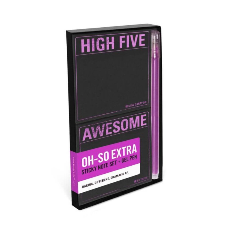 High Five Sticky Note Set + Gel Pen - Blue Raspberry Box