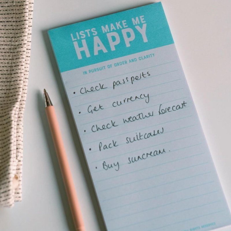 Lists Make Me Happy Notepad - Blue Raspberry Box