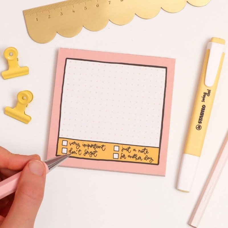 Memo Pad - Pink Dot Grid - Blue Raspberry Box