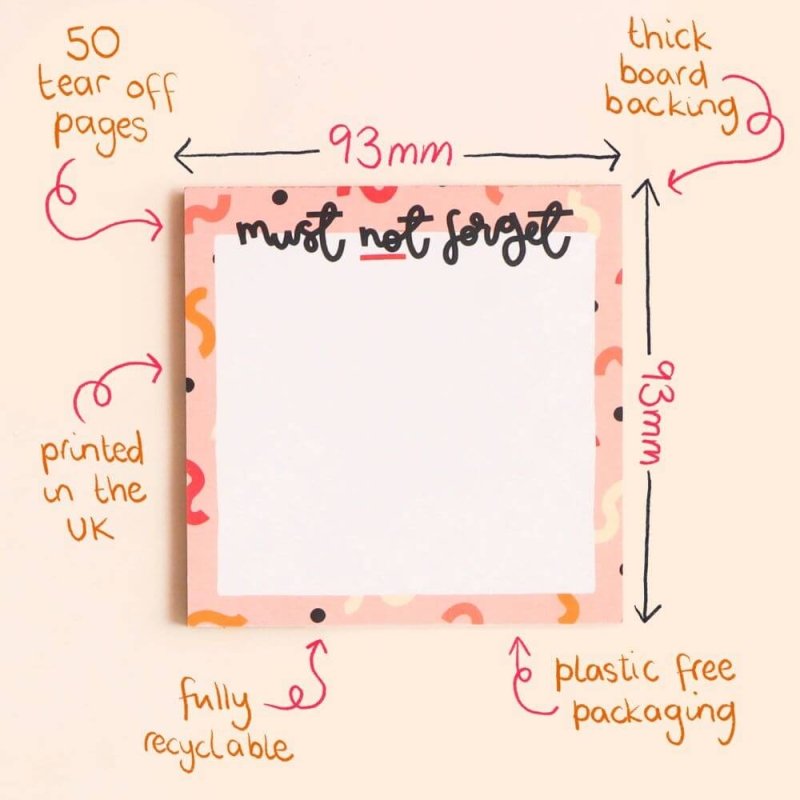 Memo Pad - Must Not Forget - Blue Raspberry Box
